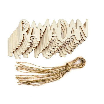 Haoser Set of 10 Eid Special Wooden Pendants, Islamic Festival Decorations, Crescent Moon and Star Design, Handcrafted Eid Mubarak Gifts, Wooden Eid Ornaments, Ramadan and Eid Home Decor (DGN-5) - Haoser
