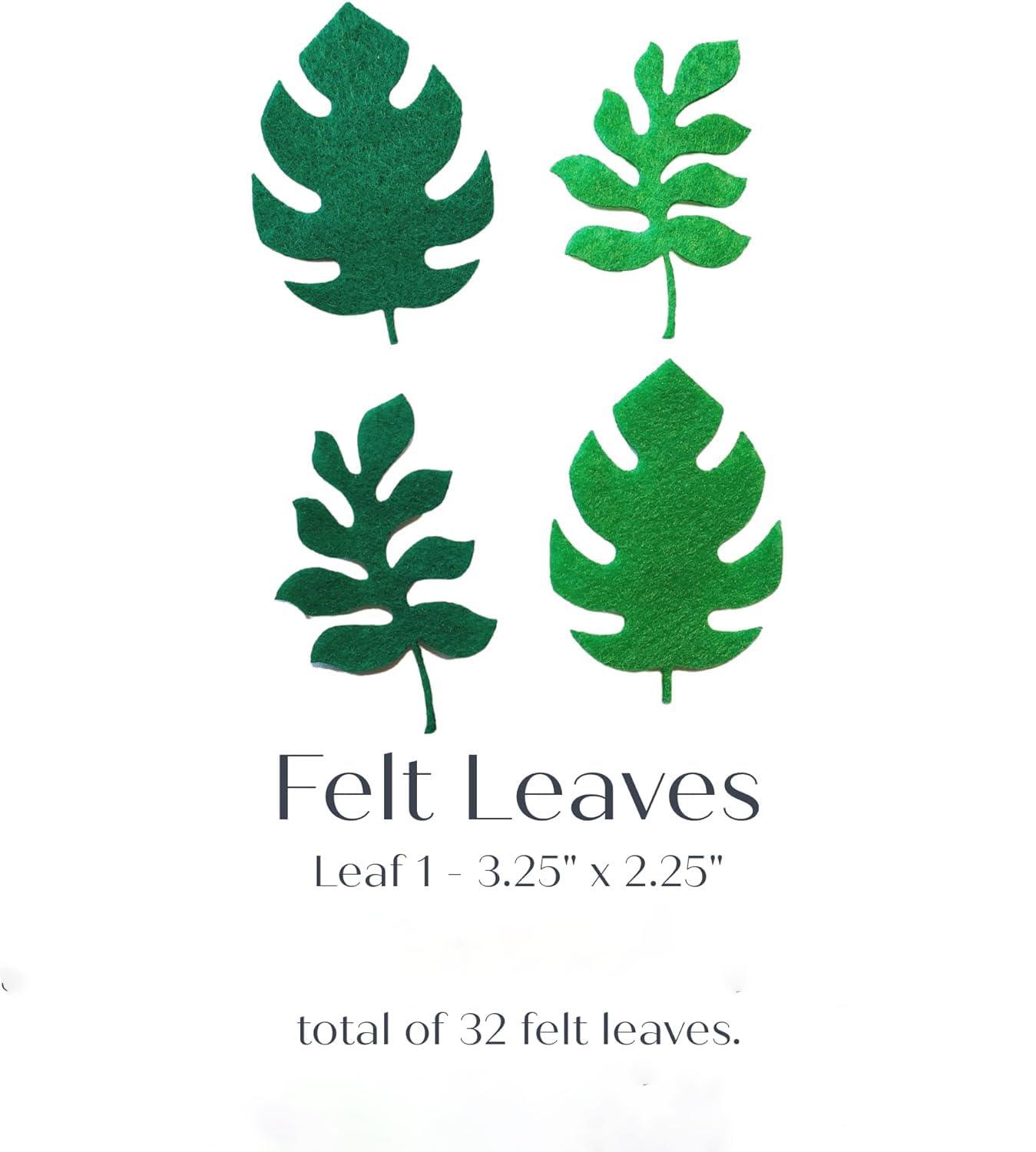 32 Felt Palm Leaves | Pre-Cut Shapes for DIY Sewing Crafts | Die Cut Tropical Monstera Leaf Embellishment - Haoser