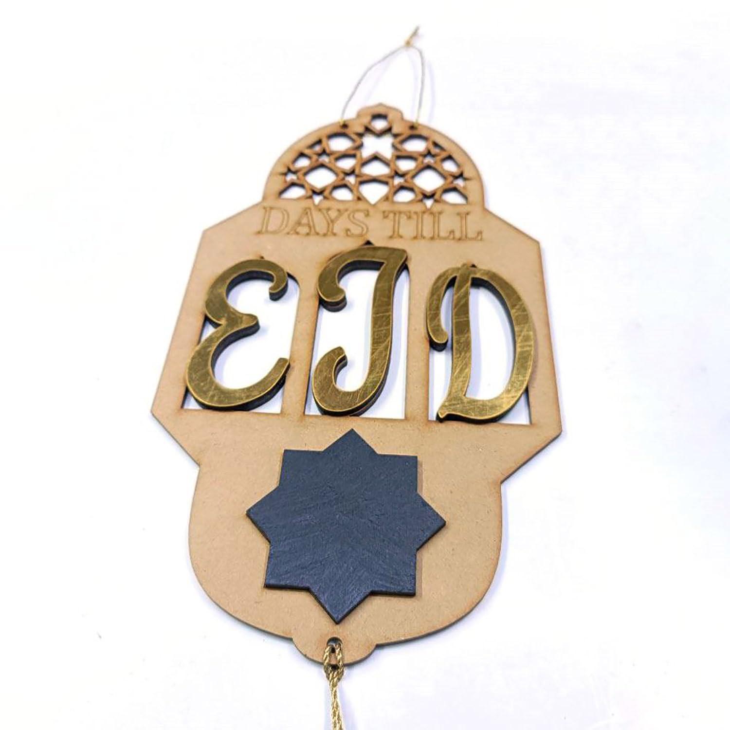 Haoser Eid Wooden Countdown Calendar, Beautifully Crafted Eid Countdown, Celebrations with our Wooden Calendar Countdown Hanging Ornament for Home Decoration - Haoser