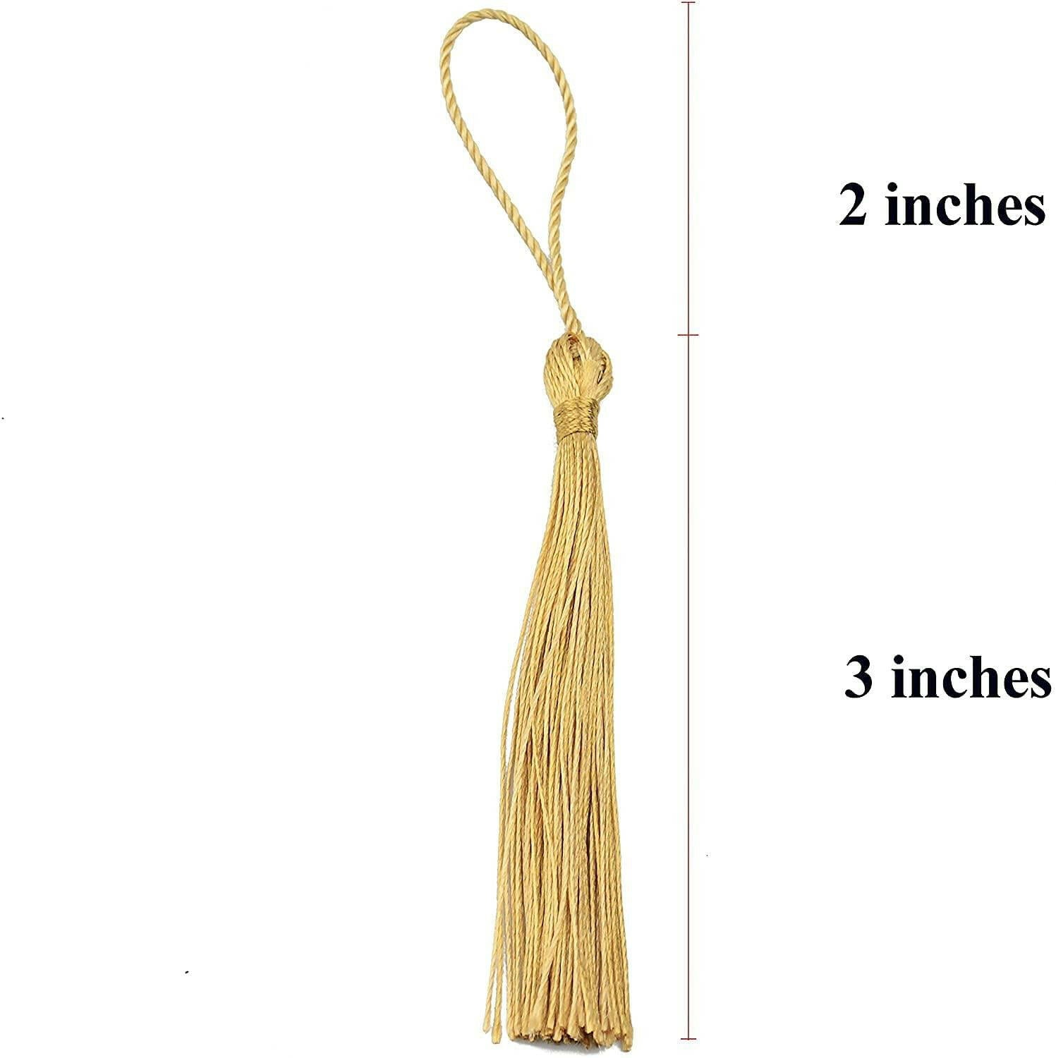 Haoser Golden 50 Psc 13cm/5 Inch Silky Floss Craft Tassels, Handmade Tassel with Loop for Jewelry Making Souvenir, Bookmarks, DIY Craft Accessory - Haoser