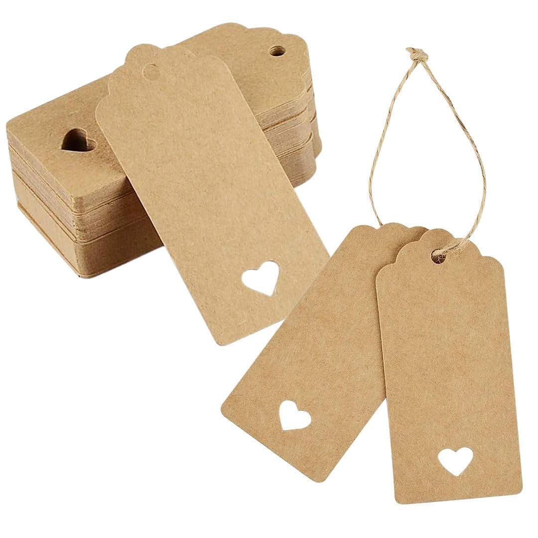 50pcs Circle Shaped Brown Kraft Paper Double-Sided Writable Handmade Tag with Natural Jute Twine for Gift & Thanksgiving Tag (6cmX6cm)_A1 - Haoser
