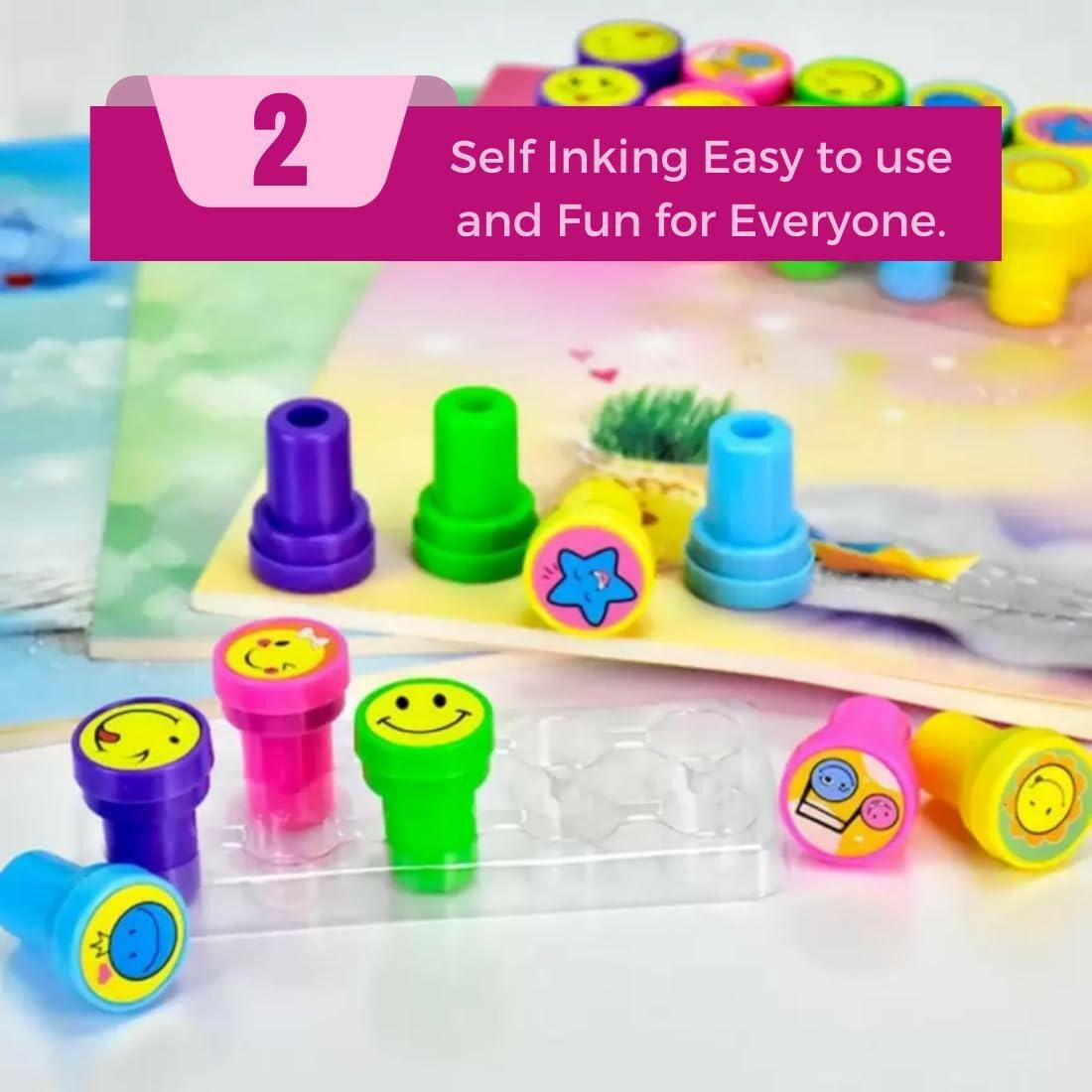 Haoser 8 Piece Stamps for Kids Emoji and Motivation Reward | Emoji Stamper for Kids -Plastic Stamper Toys Art and Craft School Toys for Kids/Boys/Girls - Haoser