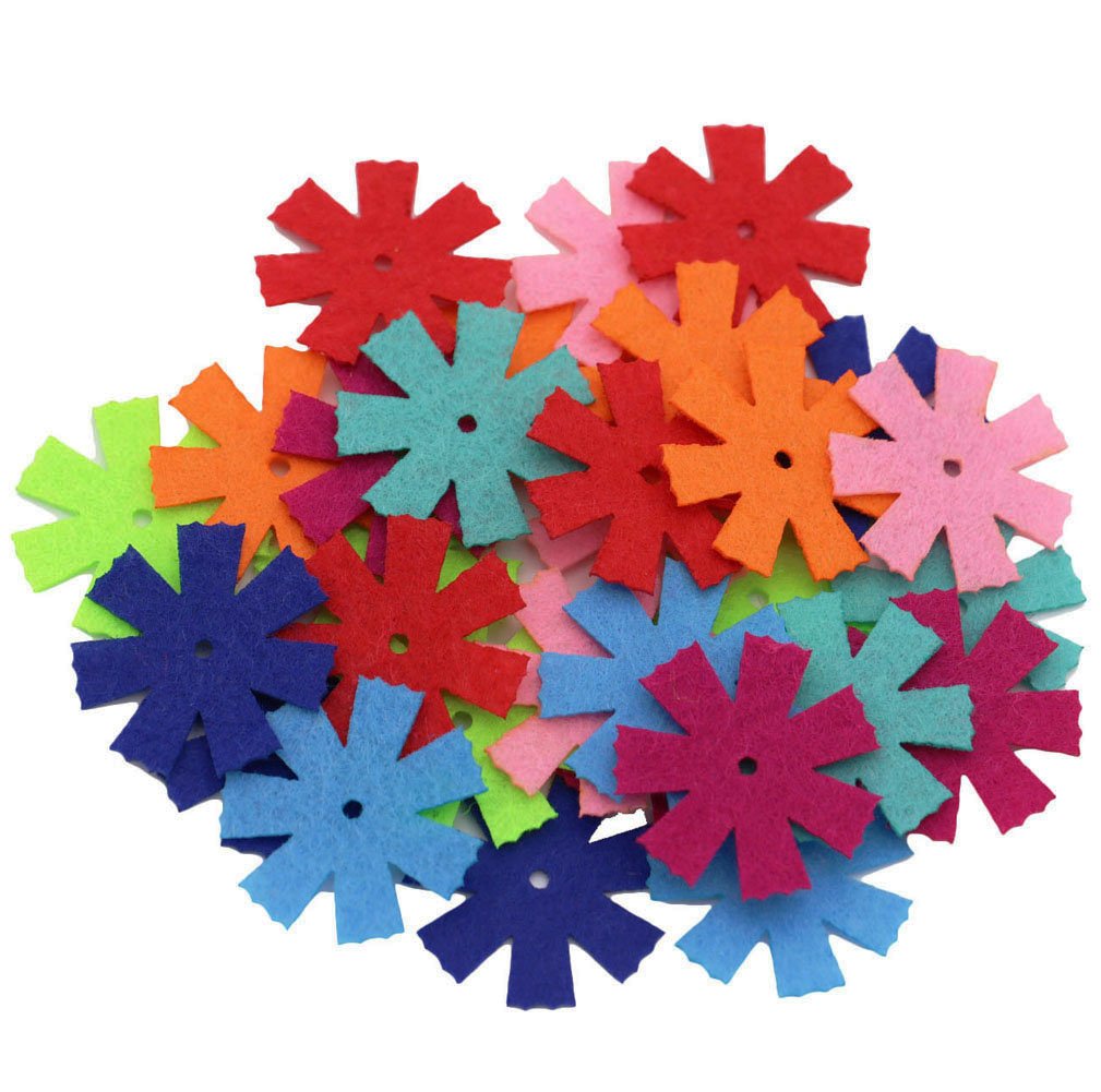 4 Shapes 150pcs Craft Felt Flowers Mixed Color for the DIY Craft Decoration of Clothes, Bags, Shoes, Etc - Haoser