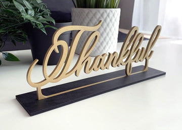 Haoser Thankful Freestanding Table Sign, Living Room Sign, standing sign - Haoser