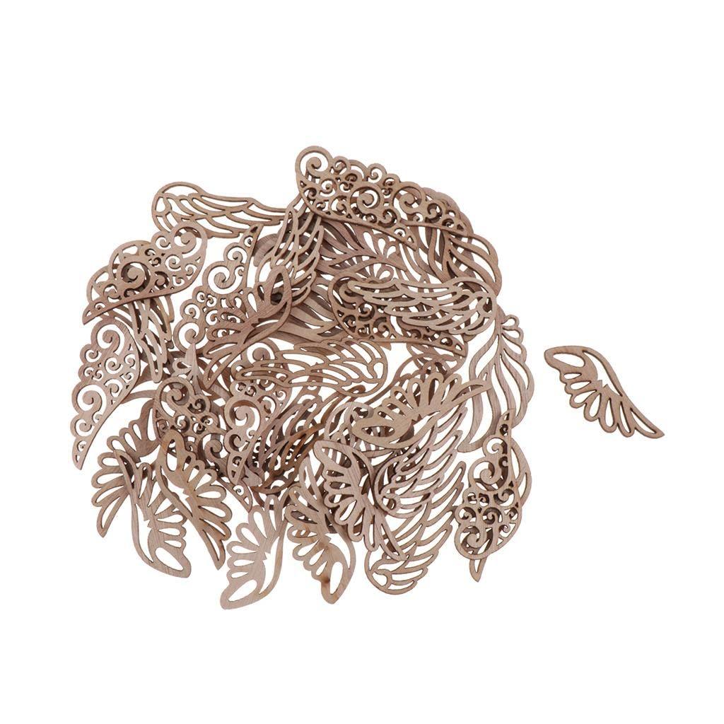 50 Pieces Blank Hollow Wooden Embellishments Unfinished Wood Chips Crafts | Sewing | Other Sewing - Haoser