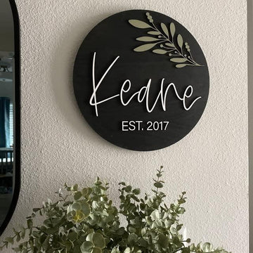 Modern Wooden Personalized Name Plate for Home Door Wall Hanging Name Plate with Acrylic Letters (50 X 50 CM) - Haoser