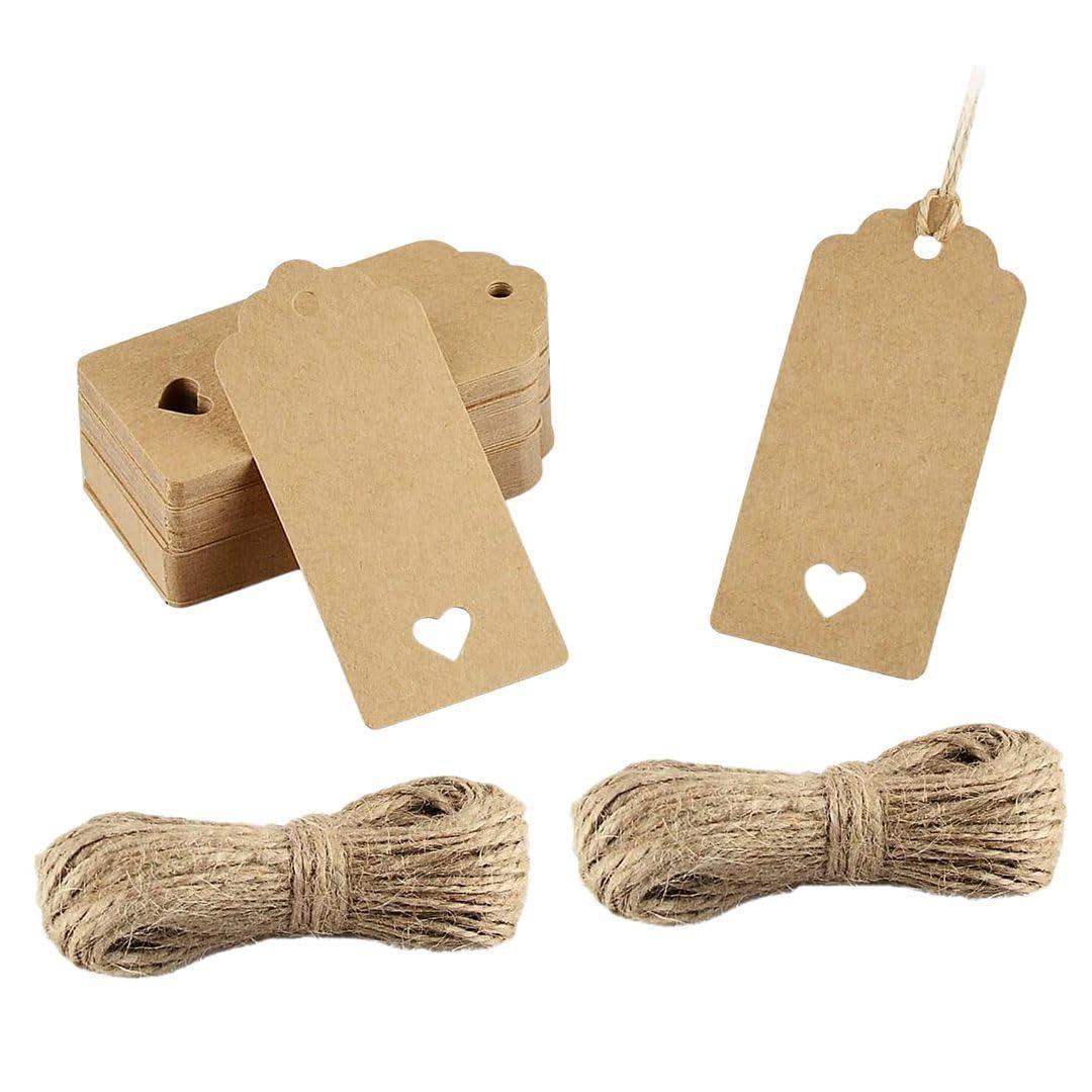 50pcs Circle Shaped Brown Kraft Paper Double-Sided Writable Handmade Tag with Natural Jute Twine for Gift & Thanksgiving Tag (6cmX6cm)_A1 - Haoser