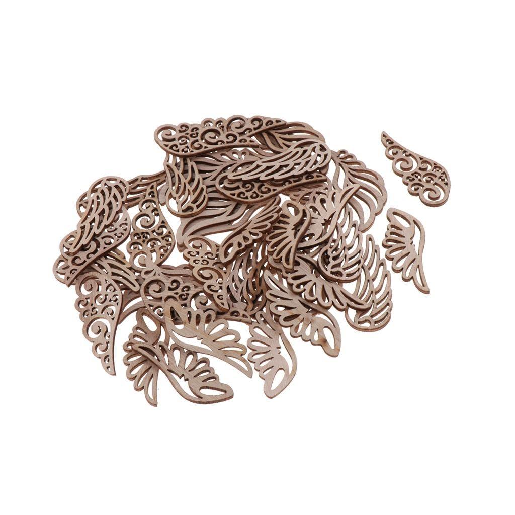 50 Pieces Blank Hollow Wooden Embellishments Unfinished Wood Chips Crafts | Sewing | Other Sewing - Haoser