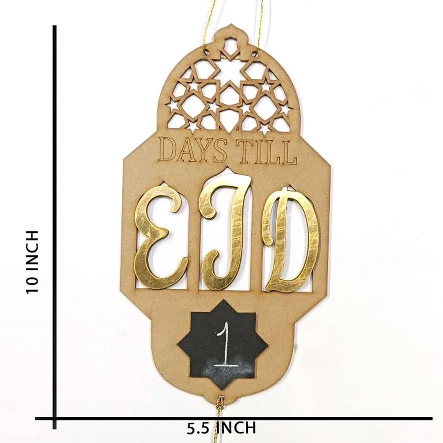 Haoser Eid Wooden Countdown Calendar, Beautifully Crafted Eid Countdown, Celebrations with our Wooden Calendar Countdown Hanging Ornament for Home Decoration - Haoser