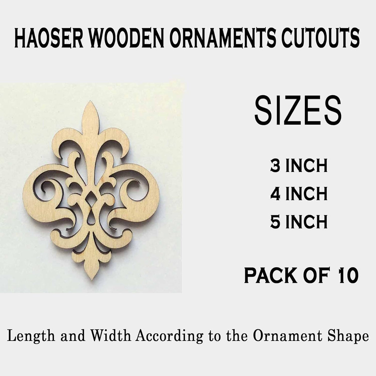 Wooden Ornaments Cutouts for Home Decor, Laser Cut Wood Cutouts for DIY Craft Project (Pine MDF_Ornament-5_3 Inch_Pack of 10) - Haoser