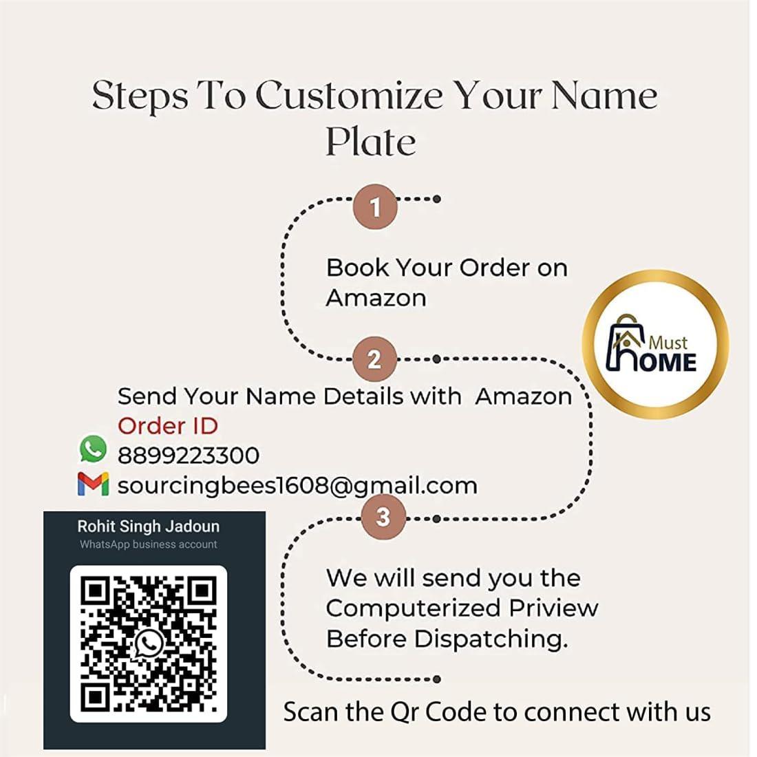 Name plate for home entrance | Door name plates | Wood Personalized Name Plate with 3D Letters | | Name Plate For Home, Office & Outdoor Entrance | 15X30 cm | Gift (Design 1) - Haoser