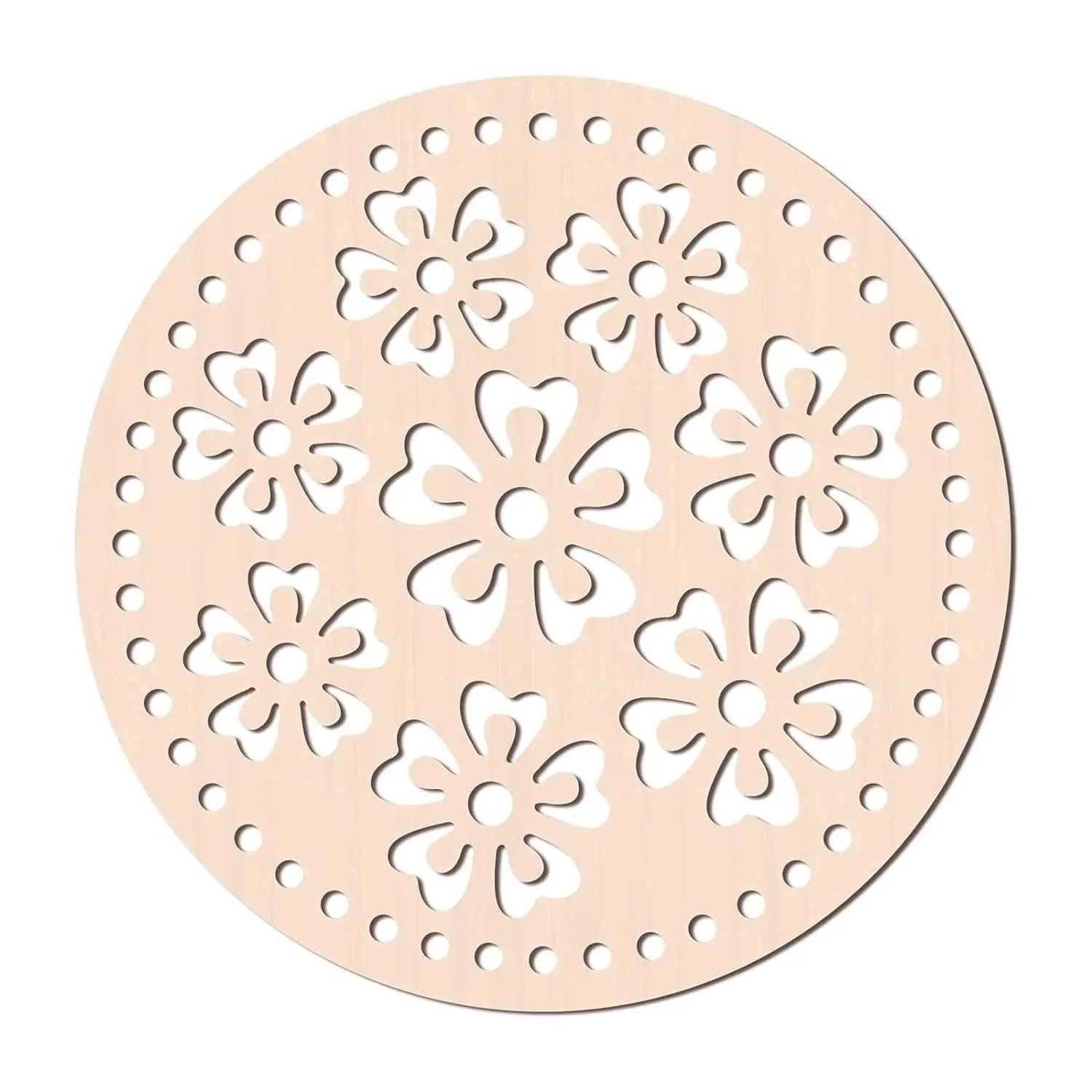 Wooden Basket Bottom Round Crochet Base: Cross Stitch Crafting Supplies (7, 14, 12.5, 18 inches) - Haoser