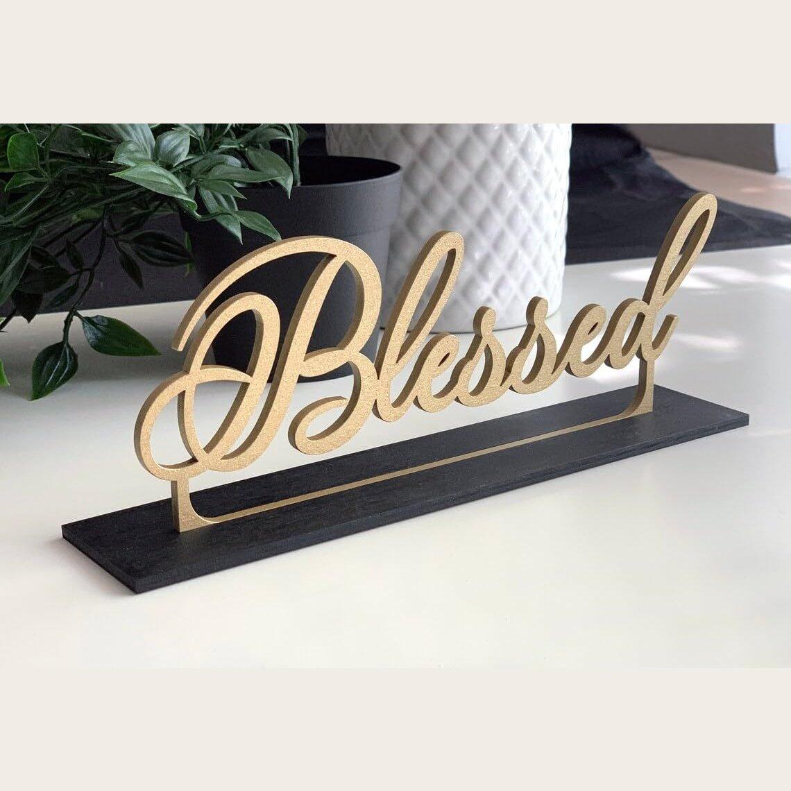 9 in Blessed Wood Cutout Plate Letter Sign Decor-1 pc - Haoser