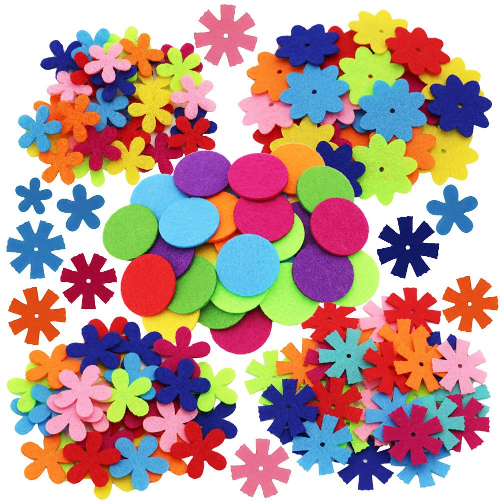 4 Shapes 150pcs Craft Felt Flowers Mixed Color for the DIY Craft Decoration of Clothes, Bags, Shoes, Etc - Haoser