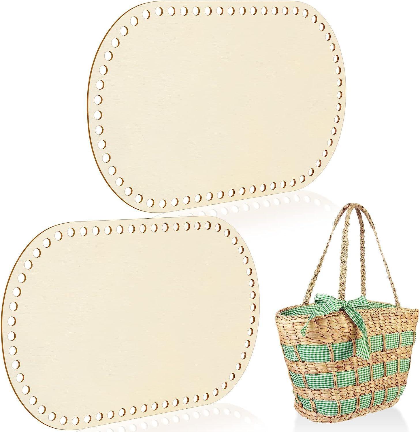 2 Pieces Wooden Crochet Bag Bottom: Oval Crochet Basket Wood Bases - Haoser
