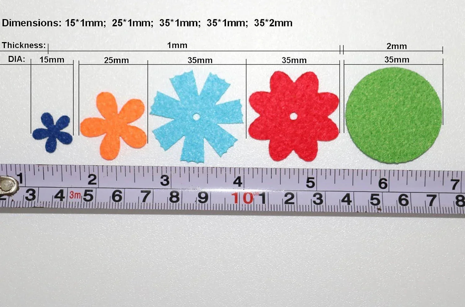 4 Shapes 150pcs Craft Felt Flowers Mixed Color for the DIY Craft Decoration of Clothes, Bags, Shoes, Etc - Haoser