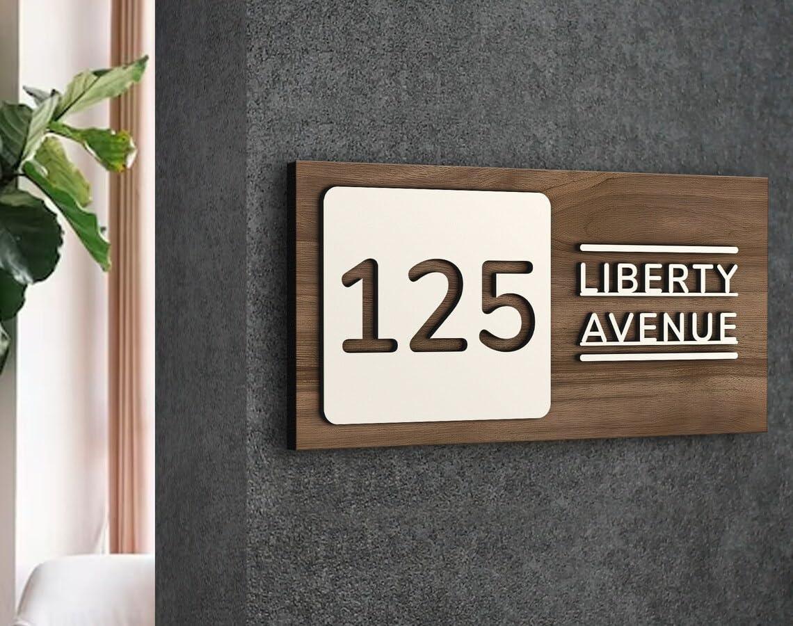 Name plate for home entrance | Door name plates | Wood Personalized Name Plate with 3D Letters | | Name Plate For Home, Office & Outdoor Entrance | 15X30 cm | Gift (Design 1) - Haoser