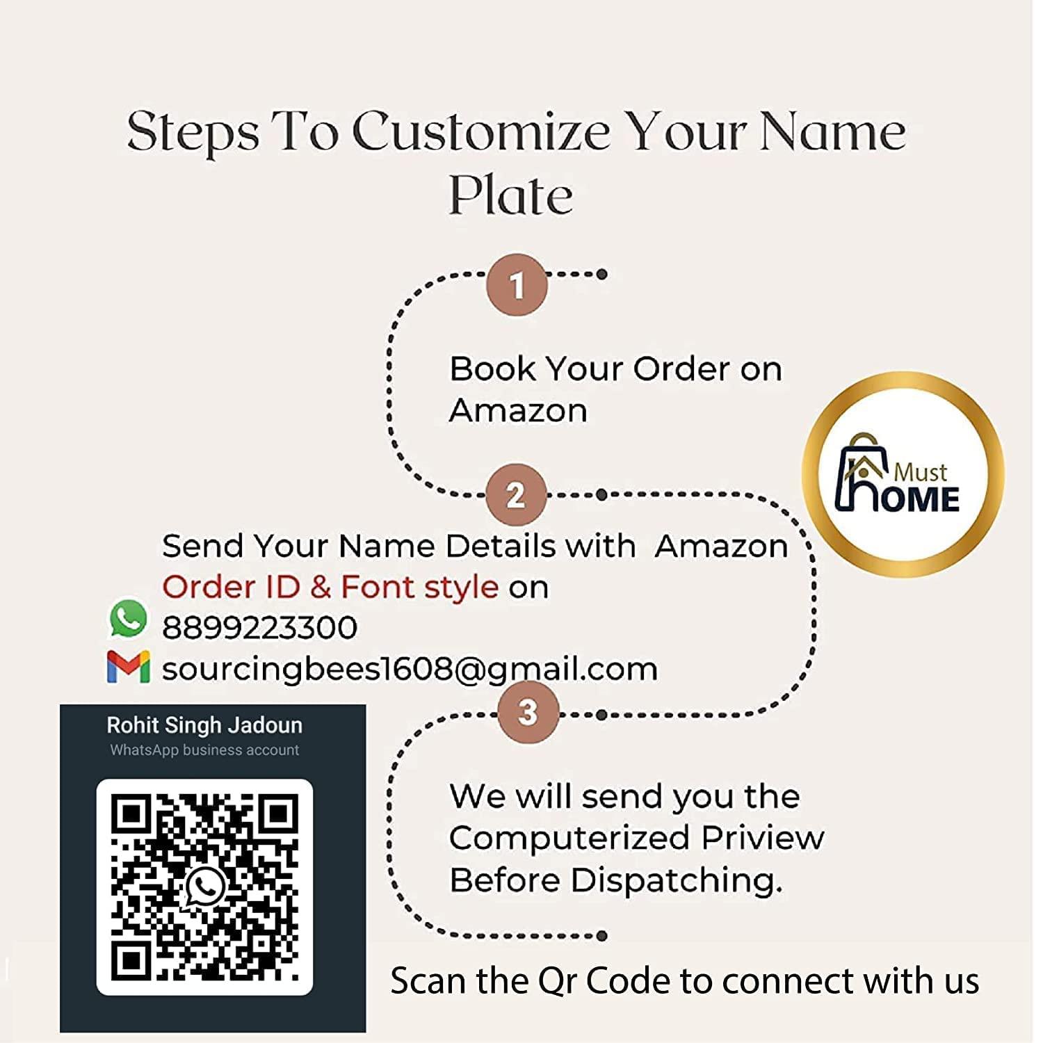 Name plate for home entrance | Door name plates | Wood Personalized Name Plate with 3D Letters | | Name Plate For Home, Office & Outdoor Entrance | 15X30 cm | Gift (Design 1) - Haoser