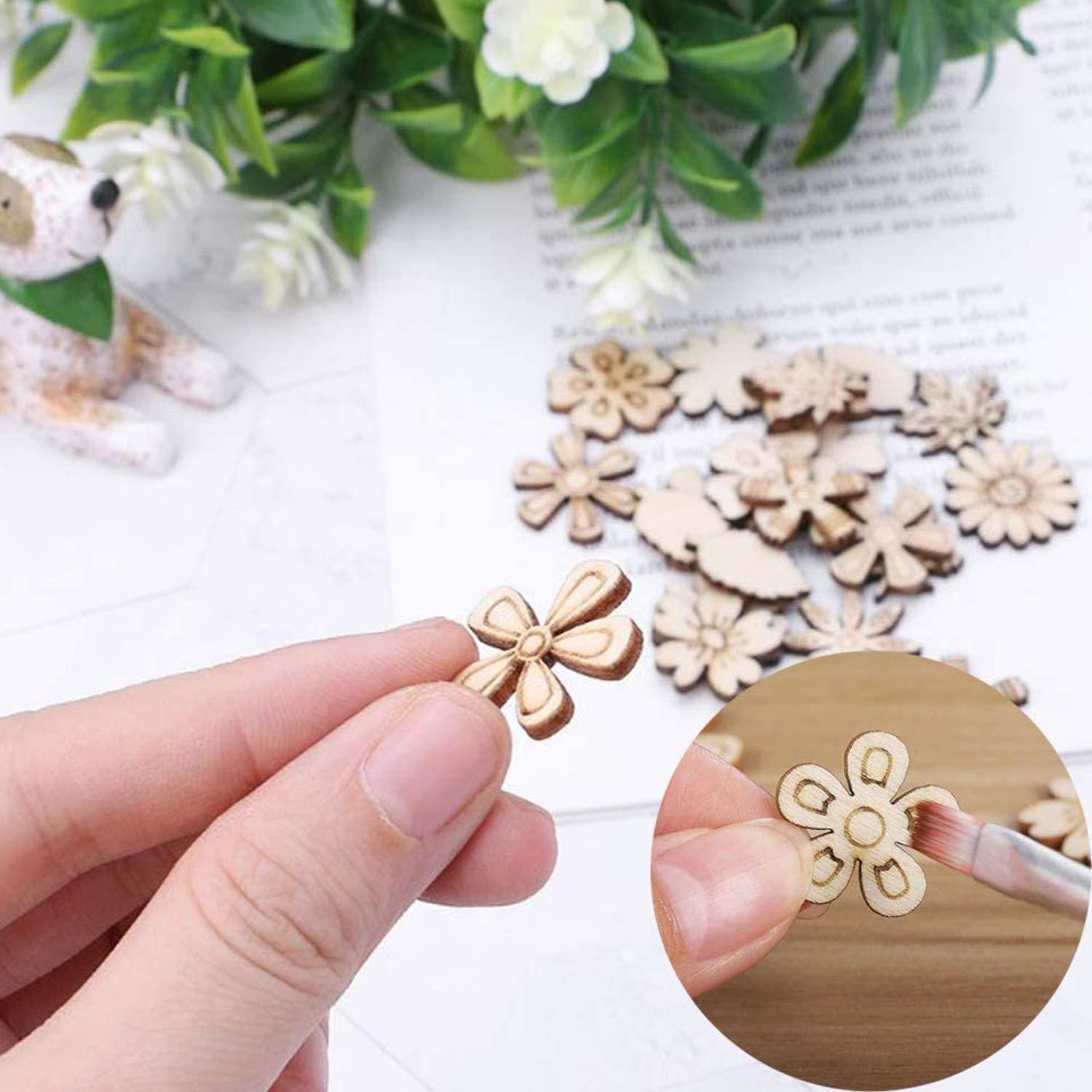 200-Piece Wooden Flower Leaf Embellishments - Haoser