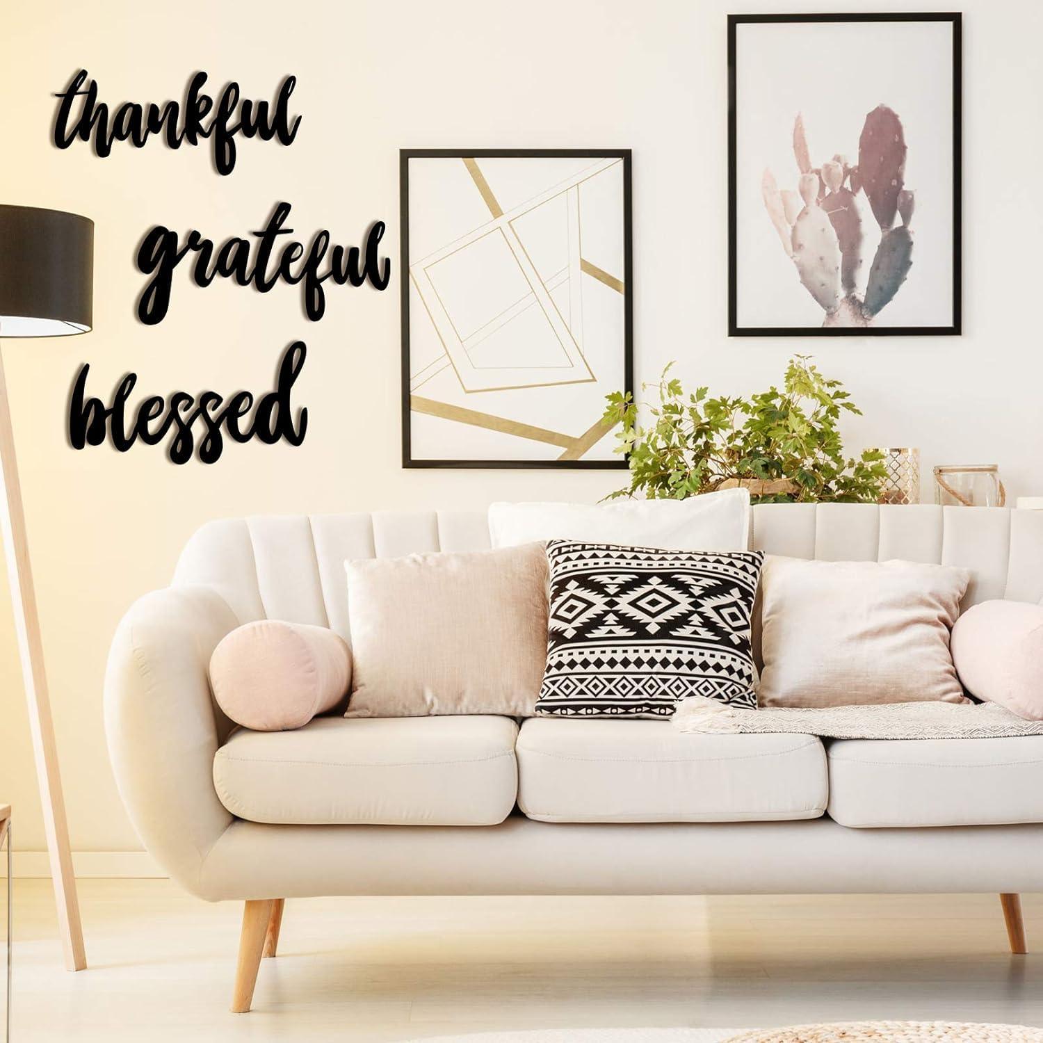 Haoser Grateful Blessed Thankful MDF Wall Plaque/Wall Sign for Home Decoration - Haoser
