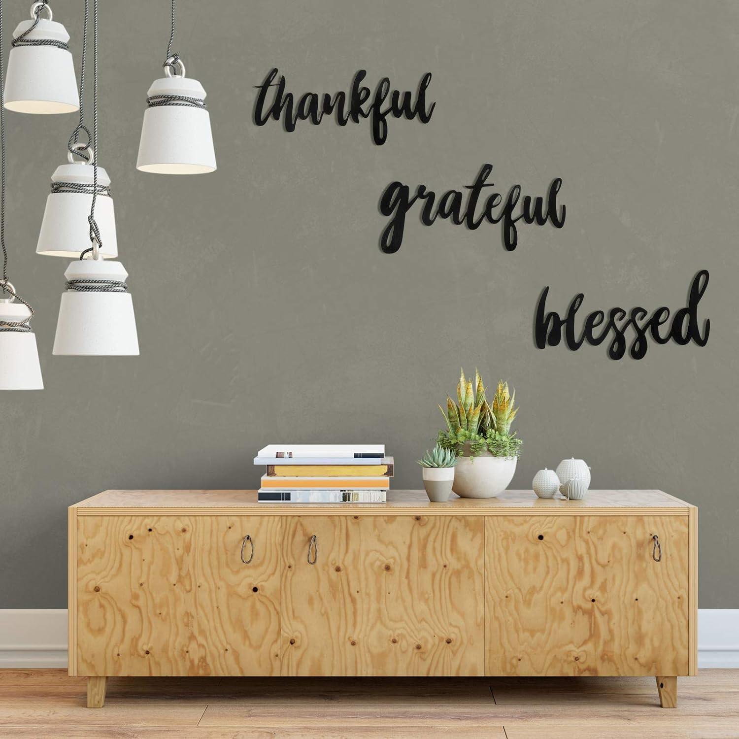 Haoser Grateful Blessed Thankful MDF Wall Plaque/Wall Sign for Home Decoration - Haoser
