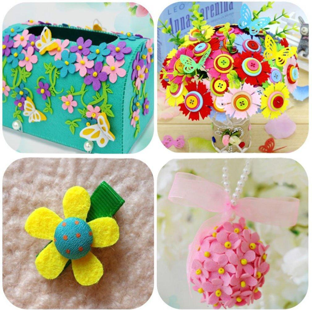 4 Shapes 150pcs Craft Felt Flowers Mixed Color for the DIY Craft Decoration of Clothes, Bags, Shoes, Etc - Haoser