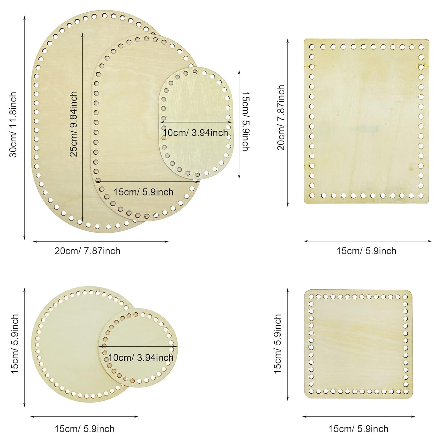 7 PCS Wooden Basket Bottom, 3 Shape Blank Crochet Knitting Basket Wood Base Shaper for DIY Basket Craft Weaving Making Supplies - Haoser