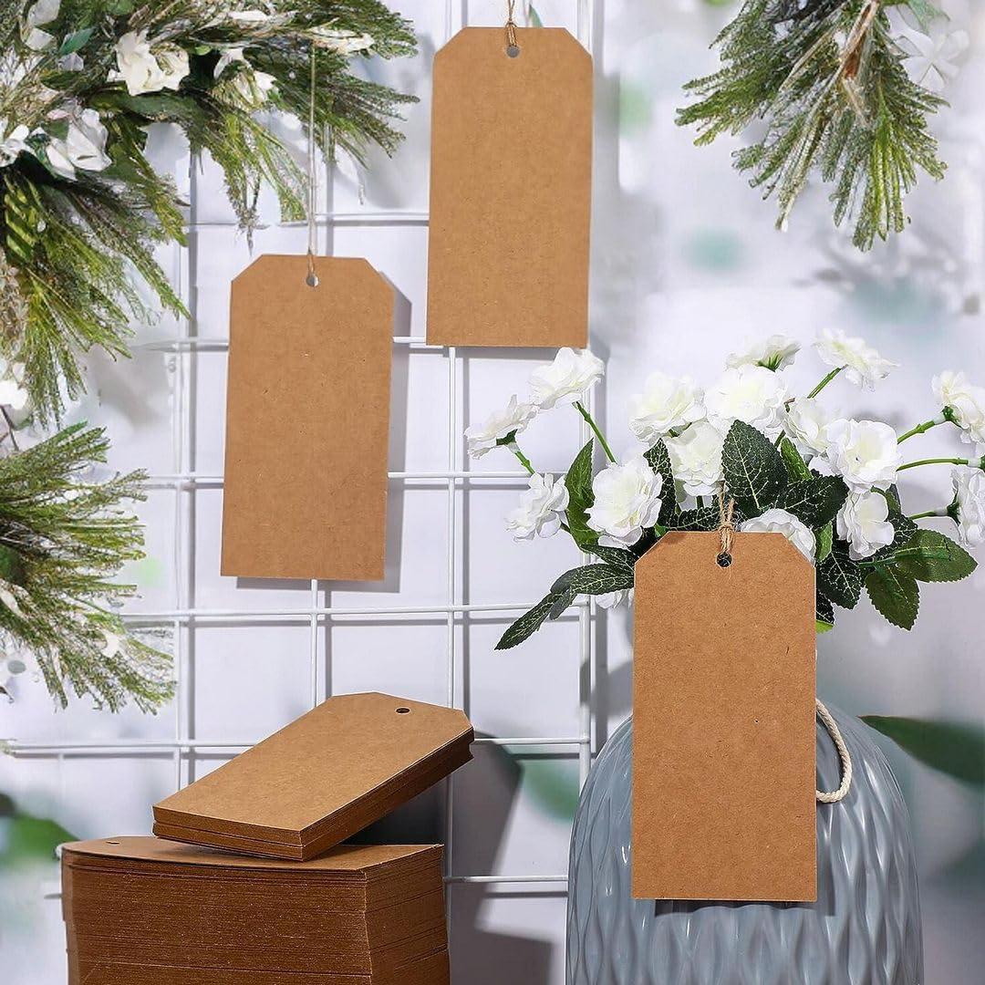 50pcs Circle Shaped Brown Kraft Paper Double-Sided Writable Handmade Tag with Natural Jute Twine for Gift & Thanksgiving Tag (6cmX6cm)_A1 - Haoser