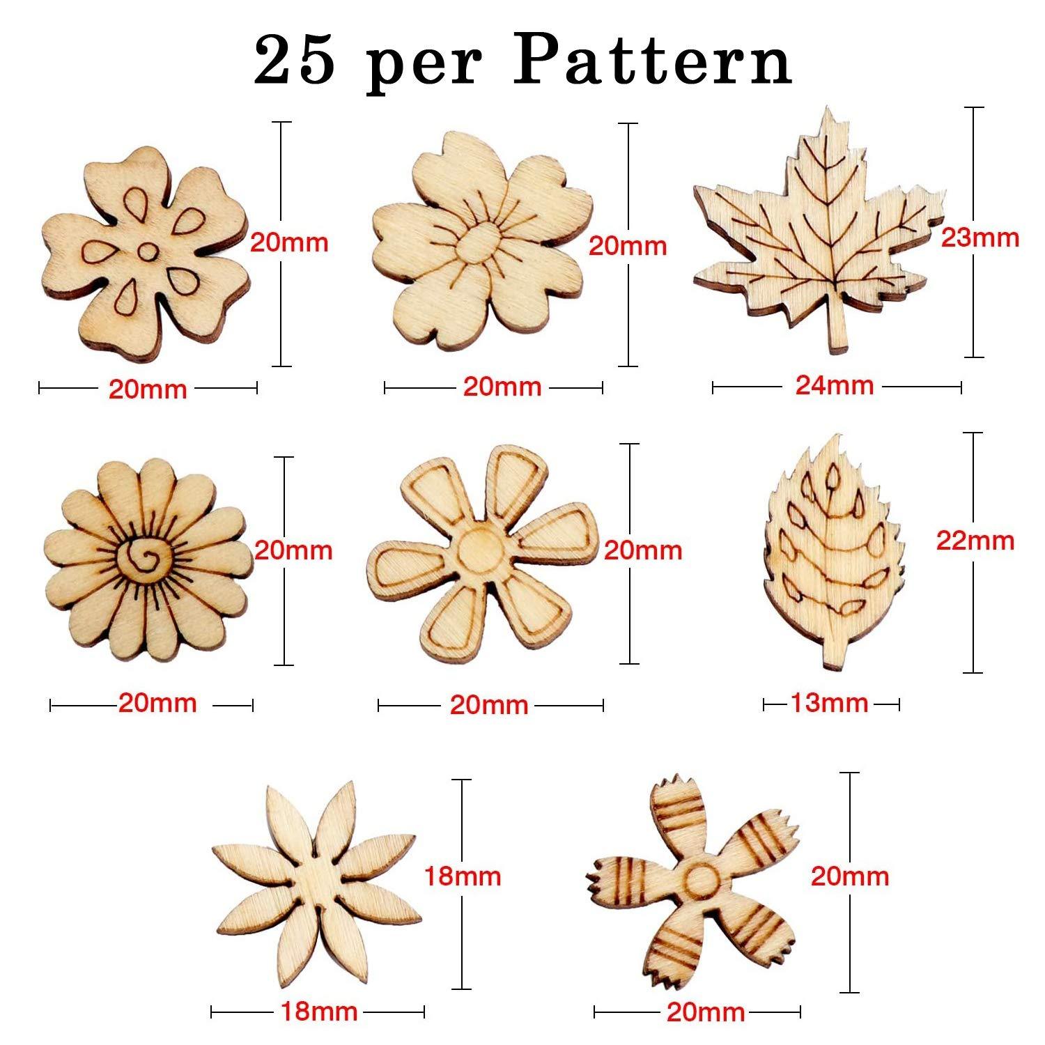 200-Piece Wooden Flower Leaf Embellishments - Haoser