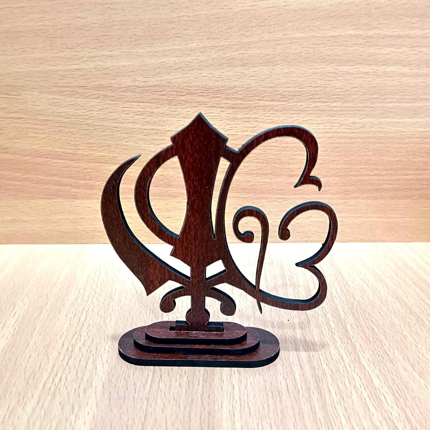 Onkar & Khanda Wooden Texture Car Dashboard - Haoser