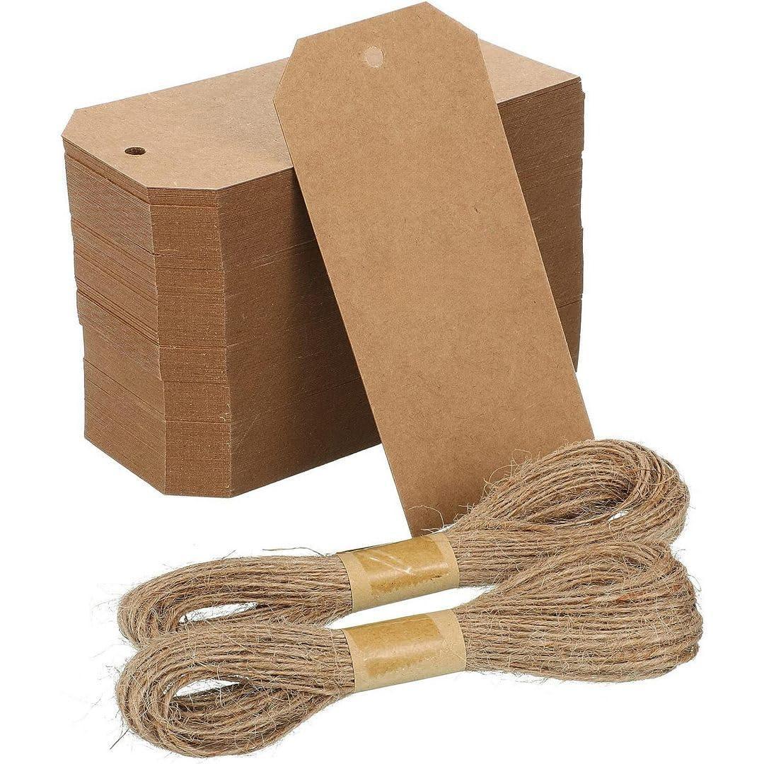 50pcs Circle Shaped Brown Kraft Paper Double-Sided Writable Handmade Tag with Natural Jute Twine for Gift & Thanksgiving Tag (6cmX6cm)_A1 - Haoser