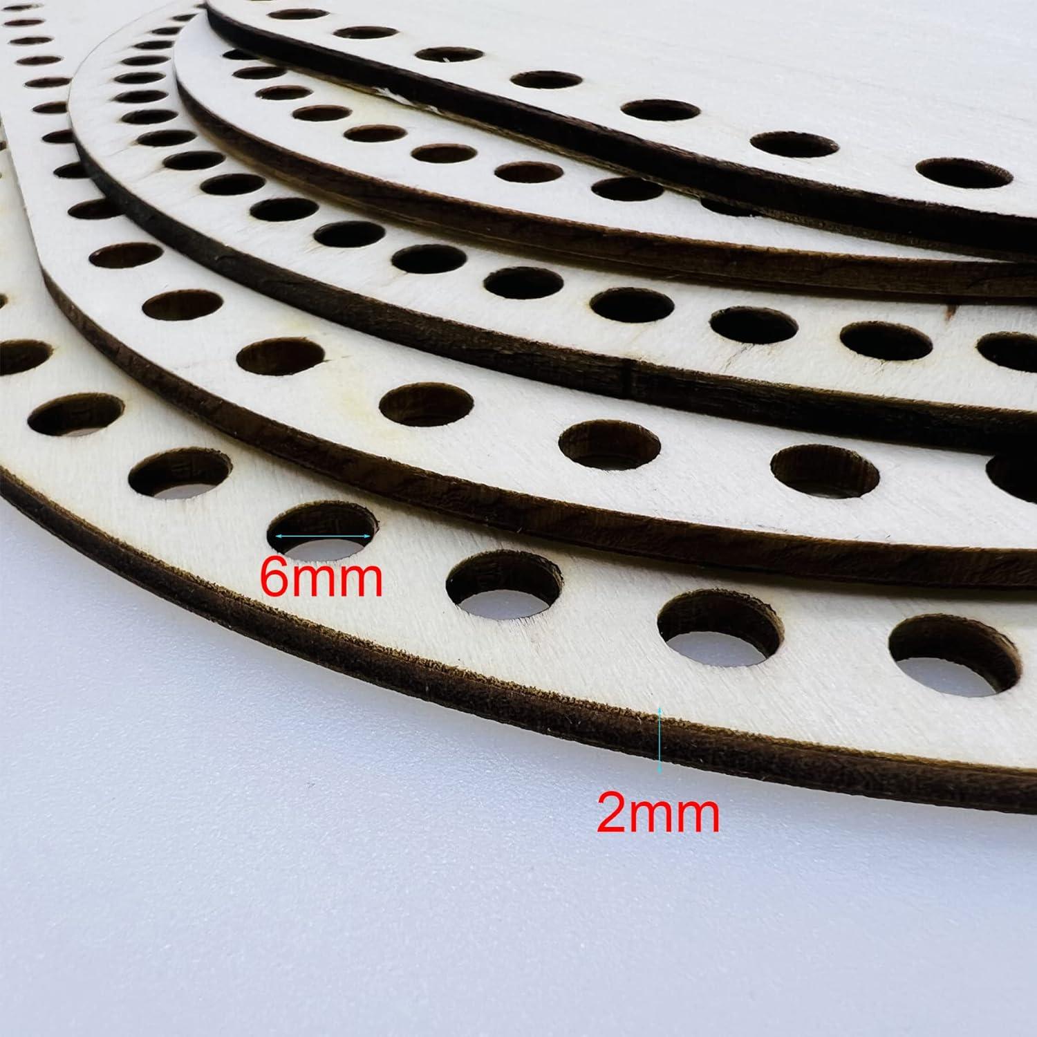 7 PCS Wooden Basket Bottom, 3 Shape Blank Crochet Knitting Basket Wood Base Shaper for DIY Basket Craft Weaving Making Supplies - Haoser