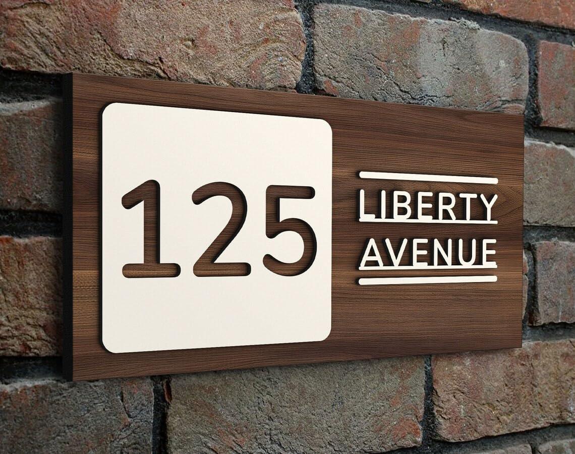 Name plate for home entrance | Door name plates | Wood Personalized Name Plate with 3D Letters | | Name Plate For Home, Office & Outdoor Entrance | 15X30 cm | Gift (Design 1) - Haoser
