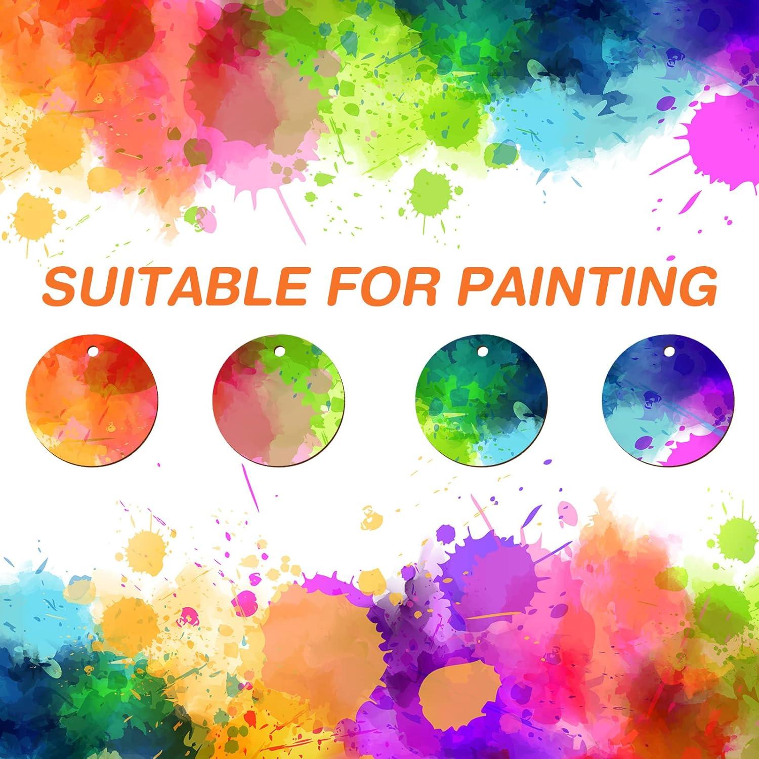 100 Pieces Unfinished Round Wooden Circles with Holes Round Wood Discs for Crafts Blank Natural Wood Circle Cutouts for DIY Crafts Party Birthday Christmas Decoration (2 Inch) - Haoser