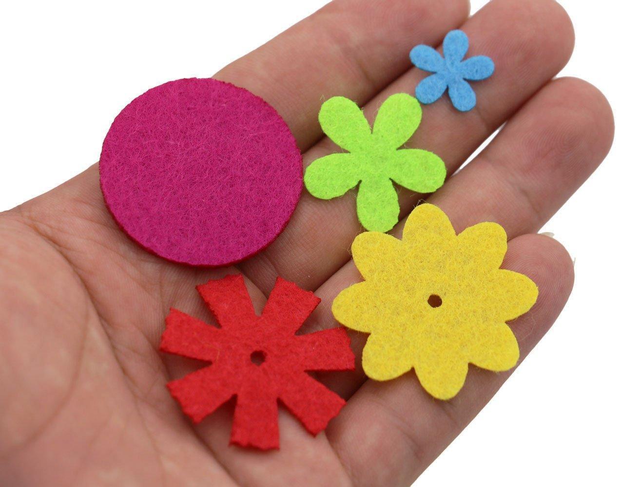 4 Shapes 150pcs Craft Felt Flowers Mixed Color for the DIY Craft Decoration of Clothes, Bags, Shoes, Etc - Haoser