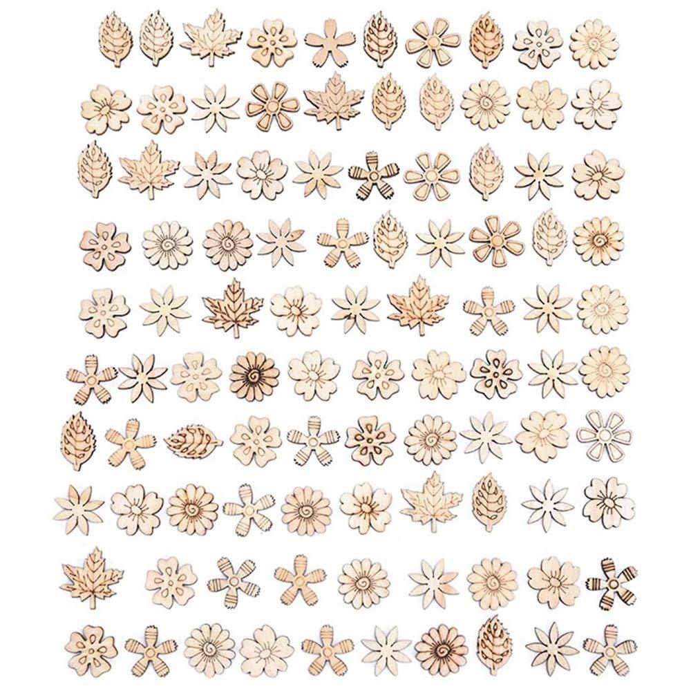 200-Piece Wooden Flower Leaf Embellishments - Haoser