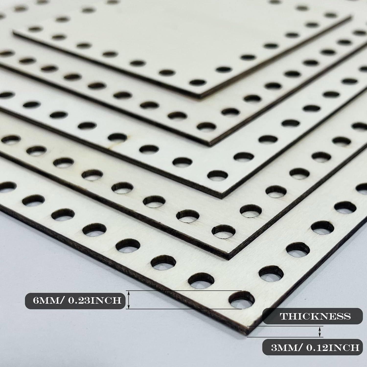 Haoser Square Wooden Basket Bottom Wooden Base Shape Blank Crochet Base for DIY Basket Craft Weaving Making Supplies, Unfinished Wooden Base Laser Cut with Hole (5 Pieces, 5 Sizes) - Haoser