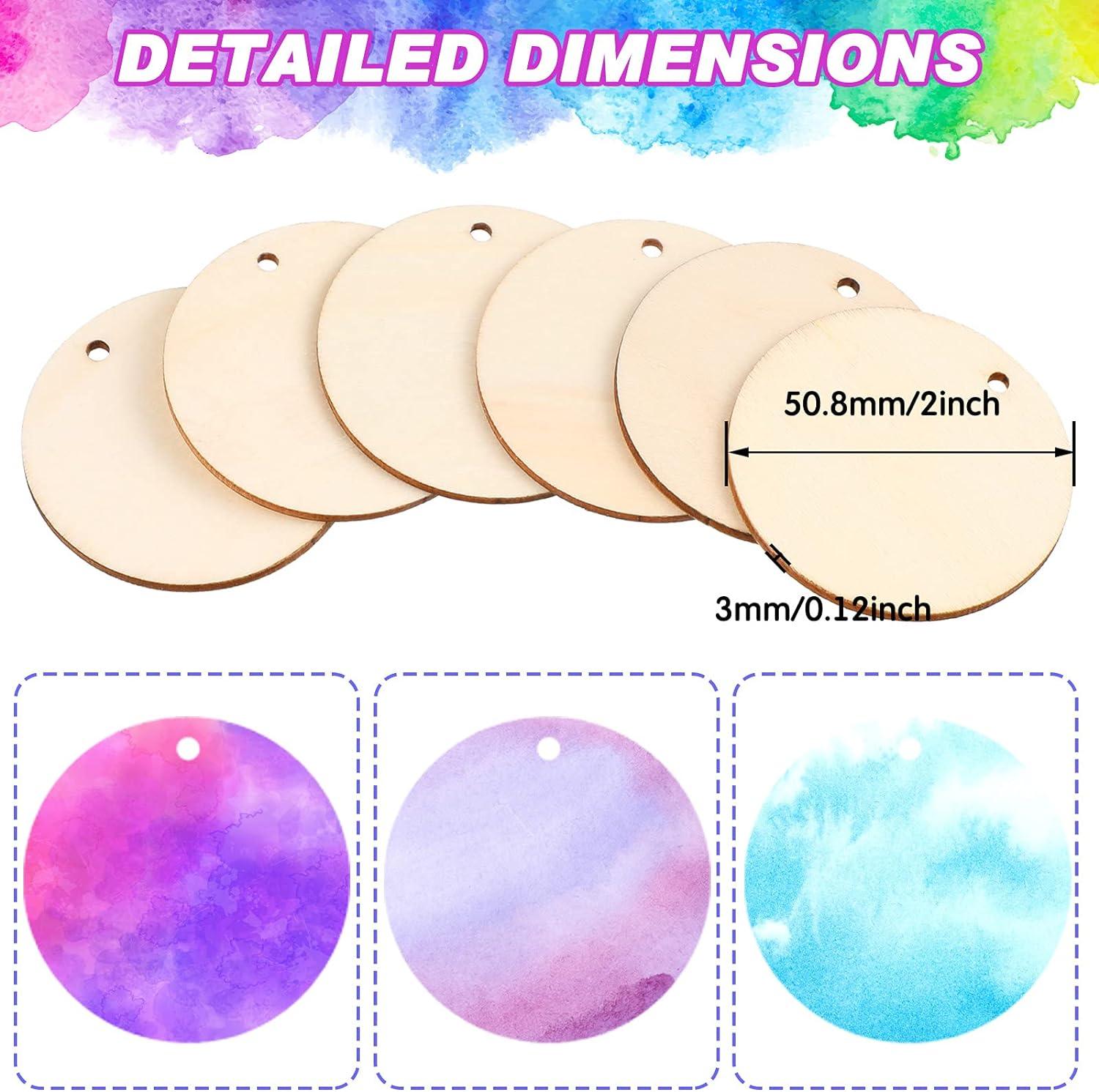100 Pieces Unfinished Round Wooden Circles with Holes Round Wood Discs for Crafts Blank Natural Wood Circle Cutouts for DIY Crafts Party Birthday Christmas Decoration (2 Inch) - Haoser