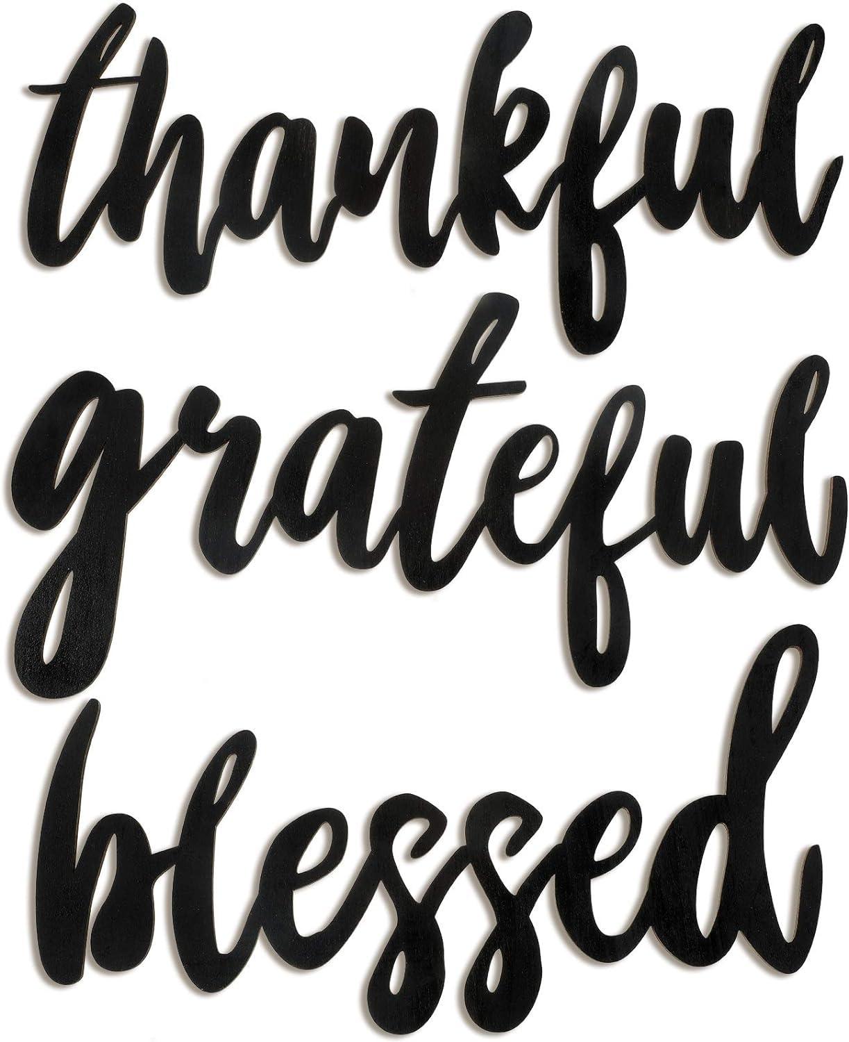 Haoser Grateful Blessed Thankful MDF Wall Plaque/Wall Sign for Home Decoration - Haoser