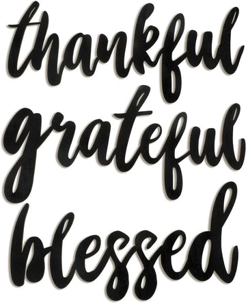 Haoser Grateful Blessed Thankful MDF Wall Plaque/Wall Sign for Home Decoration - Haoser
