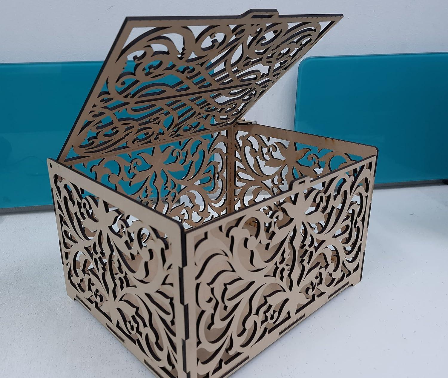 MDF Boxes DIY Craft Wooden Boxes for Art, Jewelry, and Home Storage (Beige, 8.7 x 6.9 x 5.3 inches) - Haoser