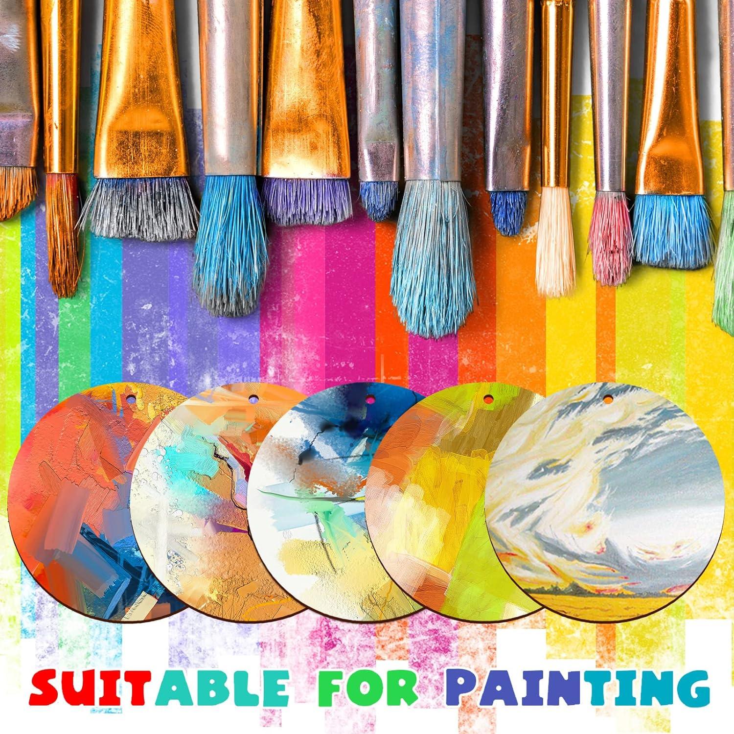 100 Pieces Unfinished Round Wooden Circles with Holes Round Wood Discs for Crafts Blank Natural Wood Circle Cutouts for DIY Crafts Party Birthday Christmas Decoration (2 Inch) - Haoser