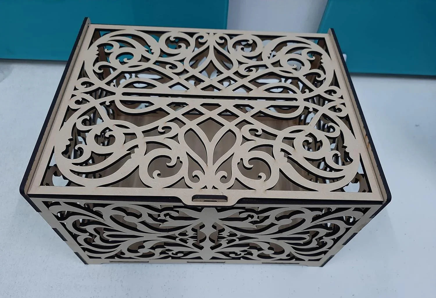 MDF Boxes DIY Craft Wooden Boxes for Art, Jewelry, and Home Storage (Beige, 8.7 x 6.9 x 5.3 inches) - Haoser