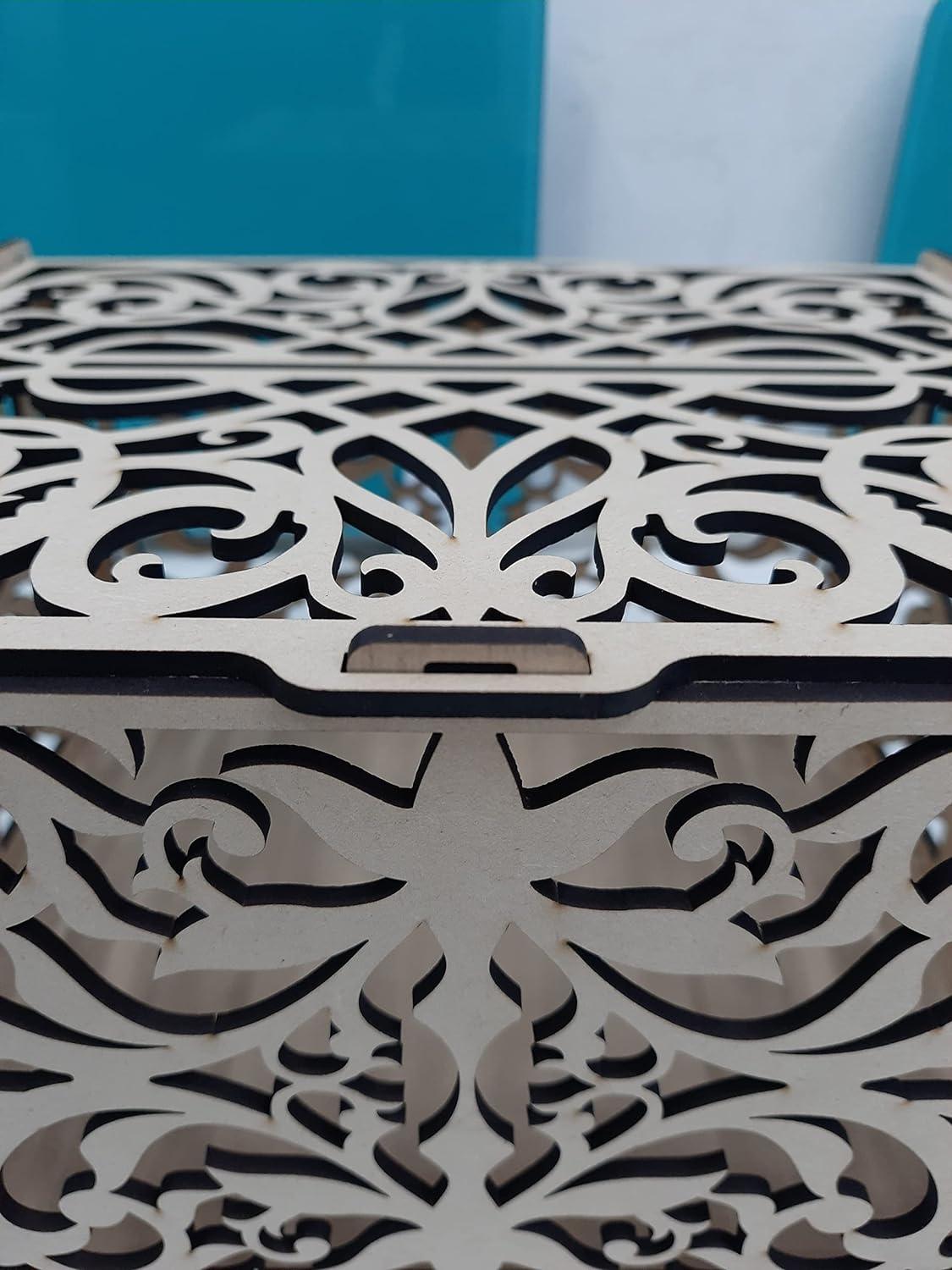 MDF Boxes DIY Craft Wooden Boxes for Art, Jewelry, and Home Storage (Beige, 8.7 x 6.9 x 5.3 inches) - Haoser