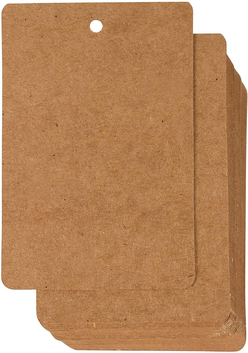 300-Pack Kraft Paper Tags, Merchandise Tags, Writable Tags, Craft Hang Labels, Name Price Size Labels, for Wedding, Birthday, Holiday, Party Favor, Kraft Brown, 2.375 x 3.5 inches - Haoser