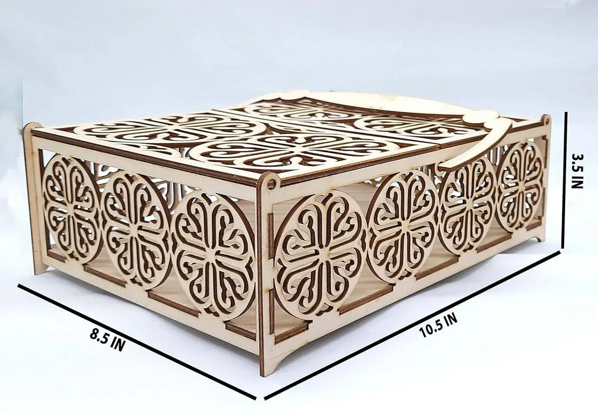 Mdf Decorative Double Flap Box for Makeup, Jewellery & other Utility Storage Box (BP4-BOX46_Beige_10.5X8.5X3.5 IN) - Haoser