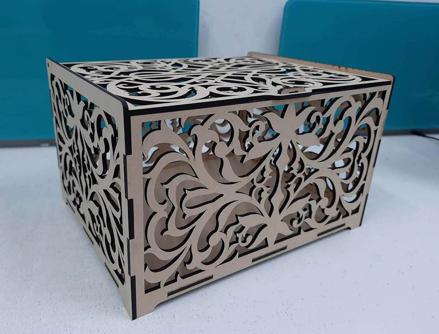 MDF Boxes DIY Craft Wooden Boxes for Art, Jewelry, and Home Storage (Beige, 8.7 x 6.9 x 5.3 inches) - Haoser