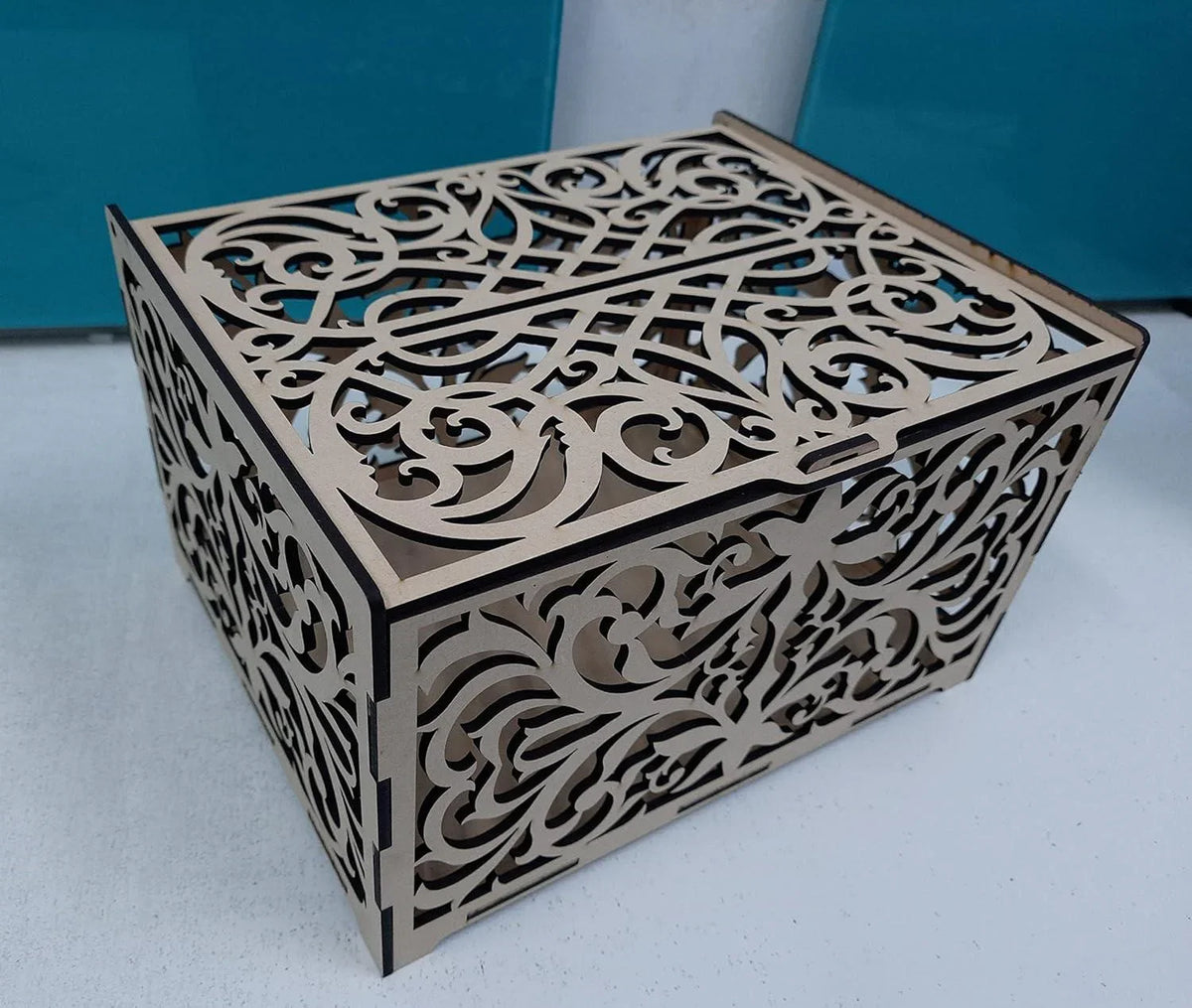 MDF Boxes DIY Craft Wooden Boxes for Art, Jewelry, and Home Storage (Beige, 8.7 x 6.9 x 5.3 inches) - Haoser