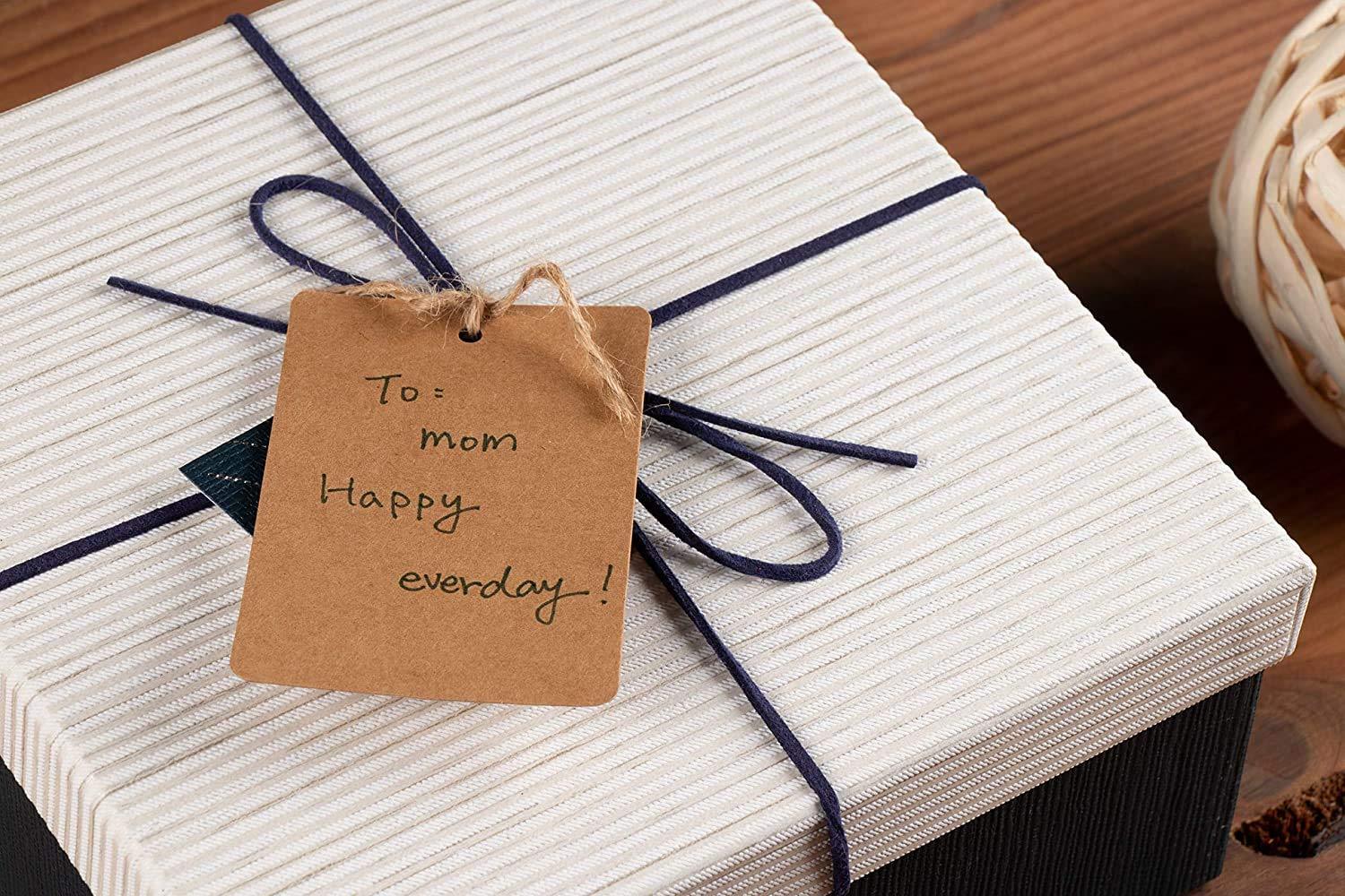 300-Pack Kraft Paper Tags, Merchandise Tags, Writable Tags, Craft Hang Labels, Name Price Size Labels, for Wedding, Birthday, Holiday, Party Favor, Kraft Brown, 2.375 x 3.5 inches - Haoser