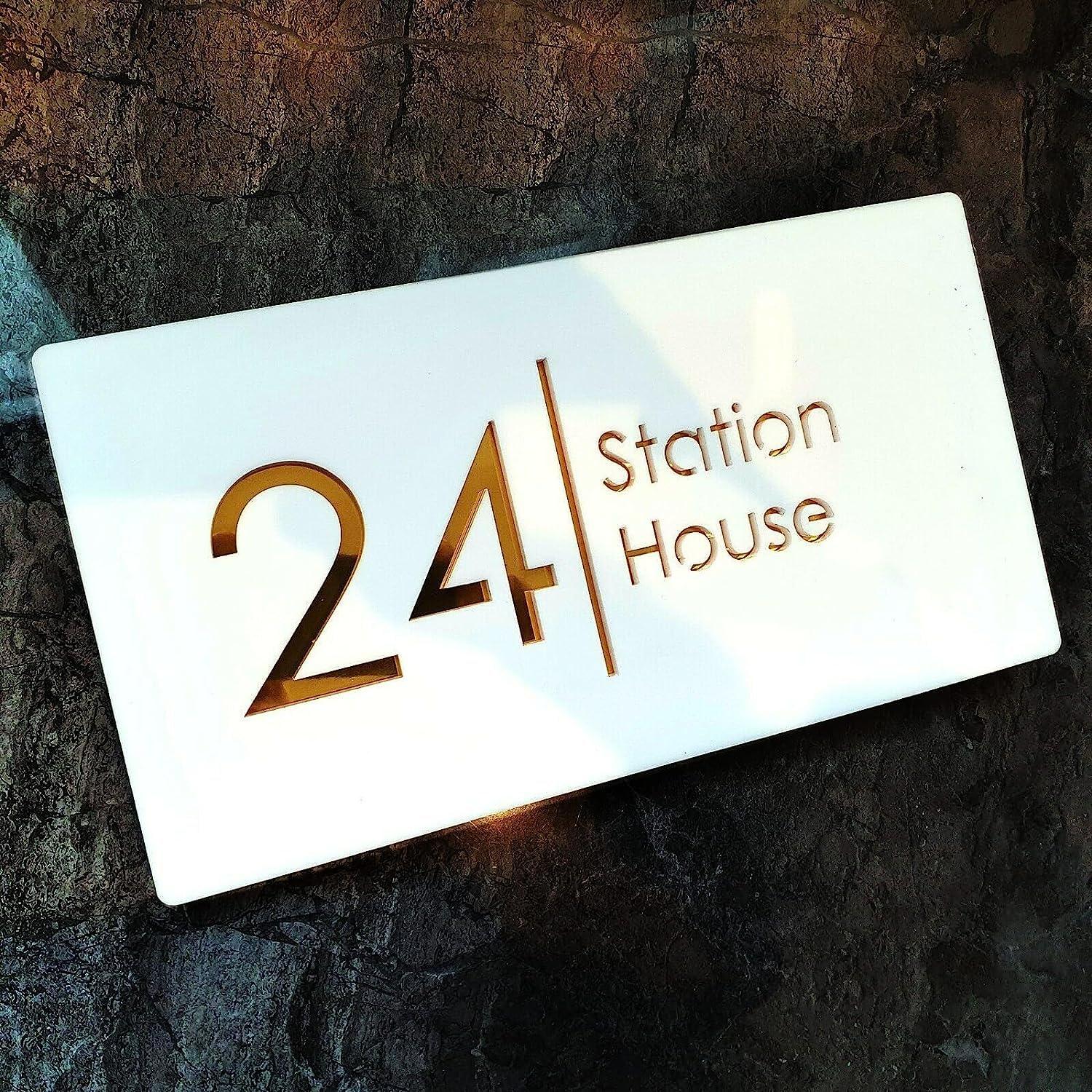 Name plate for home entrance | Door name plates | Wood Personalized Name Plate with 3D Letters | | Name Plate For Home, Office & Outdoor Entrance | 15X30 cm | Gift (Design 1) - Haoser